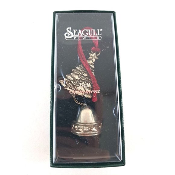 Vintage Seagull Pewter Christmas Tree Bell Ornament Festive 3.5" Canada 1993 - Picture 1 of 4